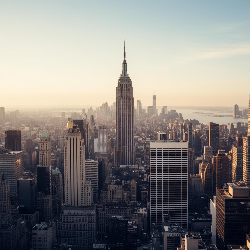 Midtown Manhattan skyline with the Empire State Building in the background, in late-afternoon light.